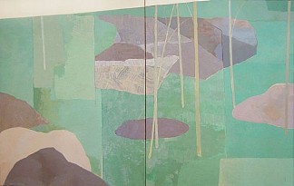 嫩竹（双联画） Young Bamboo (Diptych)，高田贤三冈田