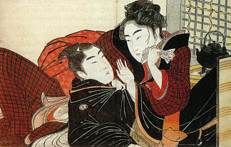 《枕头之诗》中的一幕 A scene from the ‘Poem of the Pillow’ (1788)，喜多川歌麿