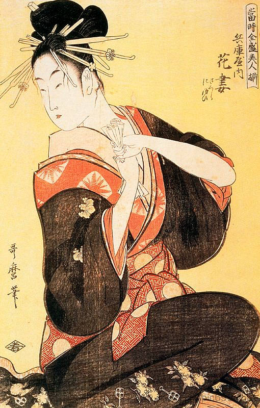 桥上的一幕 A scene on the bridge and beld,喜多川歌麿