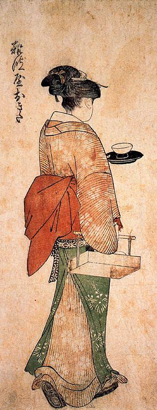 冲田茶馆女孩 Okita the tea house girl，喜多川歌麿