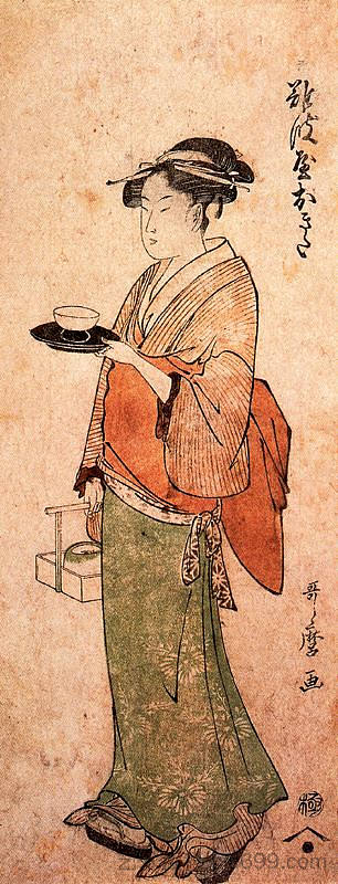 冲田茶馆女孩 Okita the tea house girl，喜多川歌麿