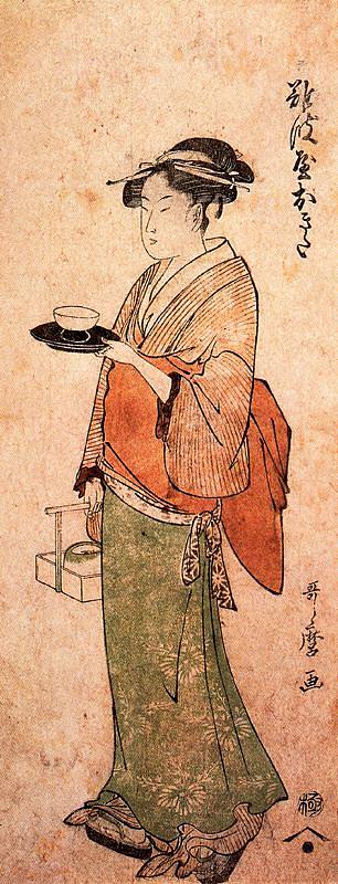 冲田茶馆女孩 Okita the tea house girl，喜多川歌麿