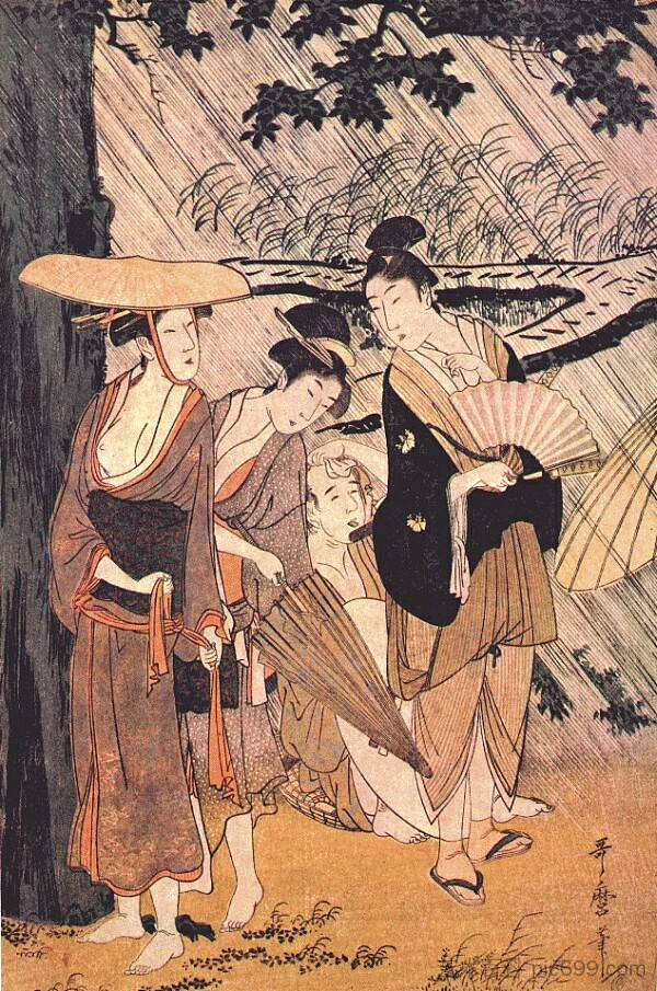 淋浴 Shower,喜多川歌麿
