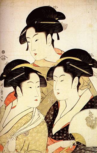 当今的三大美女 Three Beauties of the Present Day (1792 – 1793)，喜多川歌麿