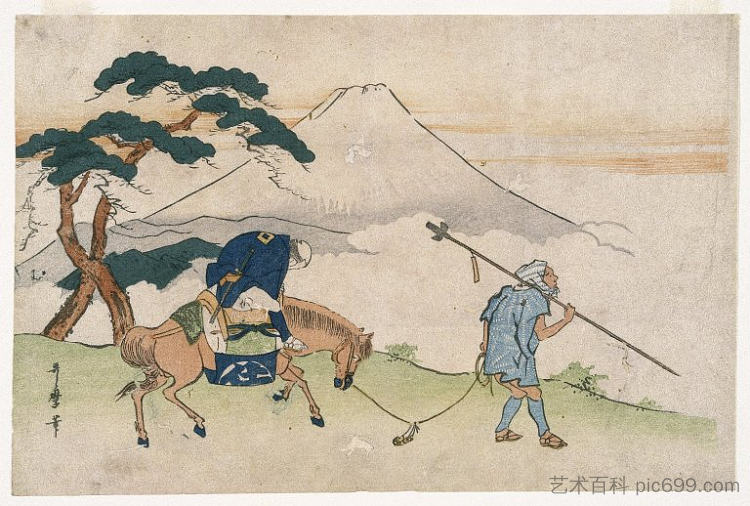 眺望富士山的旅行 Travels Looking at Mt. Fuji,喜多川歌麿