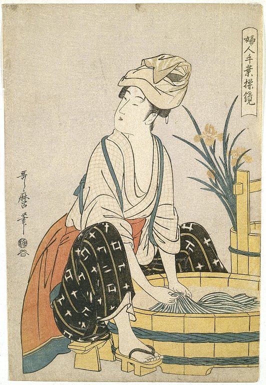 洗衣服 Washing Clothes (c.1795)，喜多川歌麿