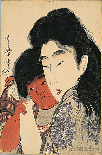 山乌巴和金太郎 Yama uba and Kintaro,喜多川歌麿