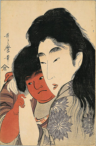 山乌巴和金太郎 Yama uba and Kintaro，喜多川歌麿