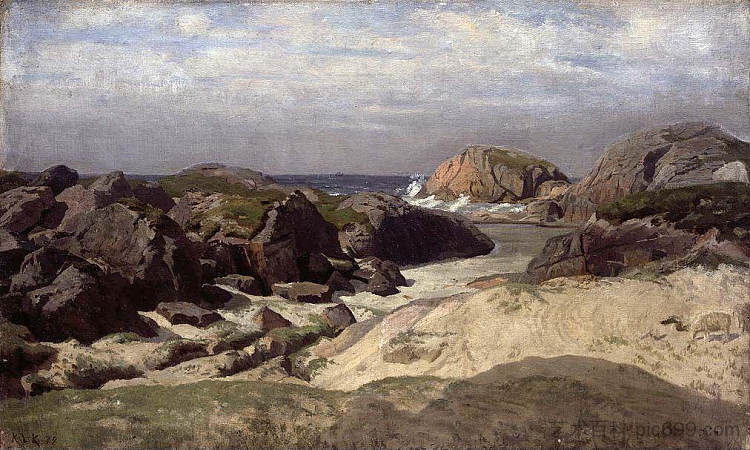 从奥格纳俯瞰大海，杰伦 View over the Sea from Ogna, Jæren (1878)，基蒂·兰格·基兰德