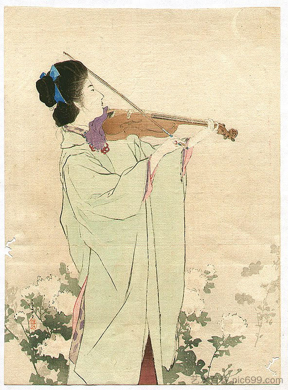 小提琴演奏家 Violin player，镝木清方