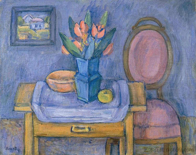 大型静物与鲜花 Big Still Life with Flowers (1937)，卡梅第·亚诺什