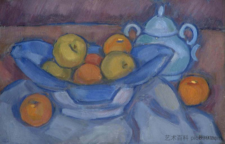 蓝碗里的水果 Fruits in Blue Bowl (1927)，卡梅第·亚诺什