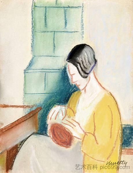 坐着的女人 Sitting Woman (c.1930)，卡梅第·亚诺什