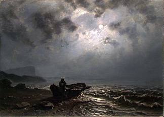 挪威海岸的月光 Moonlight on the Norwegian Coast (1876)，克努德巴德