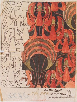 巴克豪森室内纺织品为博尔扎诺布里斯托尔酒店 Backhausen Interior Texiles for the Bristol Hotel in Bolzano (1898; Austria                     )，科罗曼·莫塞尔