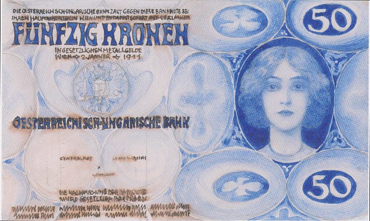 专为 50 克朗账单而设计 Design for the bill of 50 crowns (1911)，科罗曼·莫塞尔