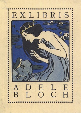 Exlibris Adele Bloch – 公主和青蛙的书板 Exlibris Adele Bloch – Bookplate with princess and frog (c.1905; Austria                     )，科罗曼·莫塞尔