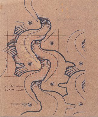 为巴克豪森设计的带有移动波浪的织物设计 Fabric design with moving waves for Backhausen (1902; Austria                     )，科罗曼·莫塞尔