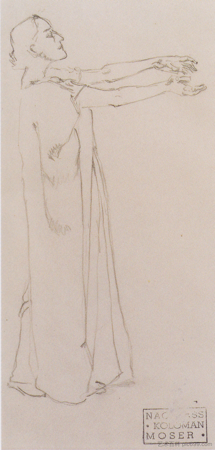 图 伊索尔德研究 Figure study of Isolde (c.1915)，科罗曼·莫塞尔