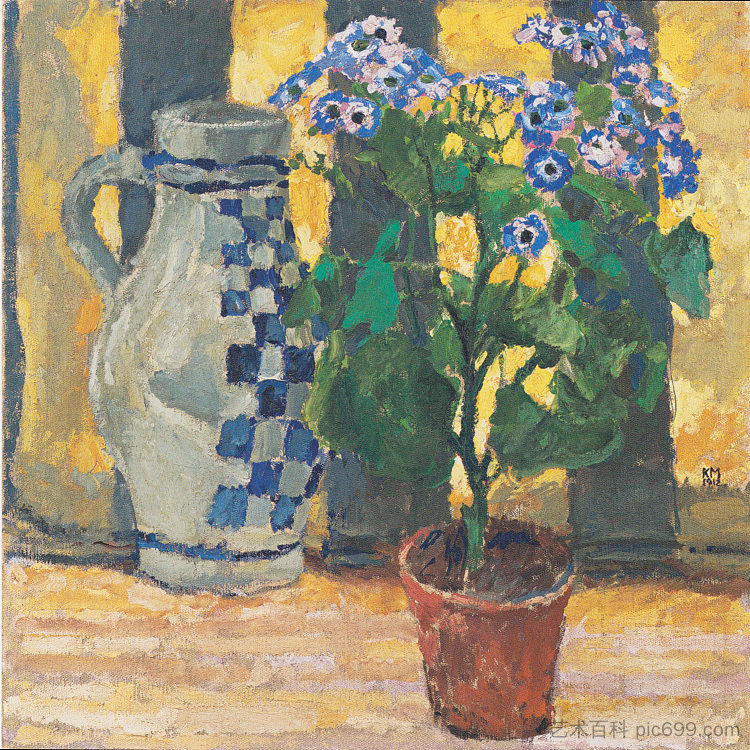 花盆和陶瓷壶 Flower pot and ceramic jug (1912),科罗曼·莫塞尔