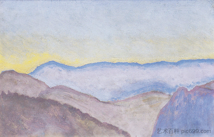 塞默灵的景观与拉克斯的景色 Landscape in Semmering with view of Rax (c.1913; Austria  )，科罗曼·莫塞尔