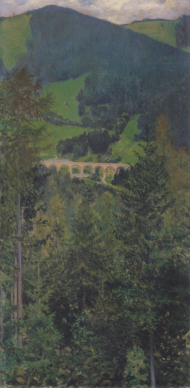 塞默灵的景观 Landscape in Semmering (c.1907; Austria  )，科罗曼·莫塞尔