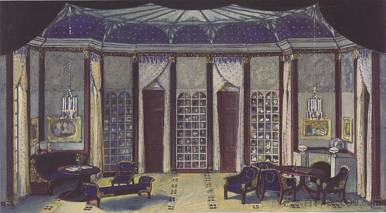 赫尔曼·巴赫尔的《魅影》舞台设计 Stage design for 'The Phantom' of Hermann Bahr (1913)，科罗曼·莫塞尔