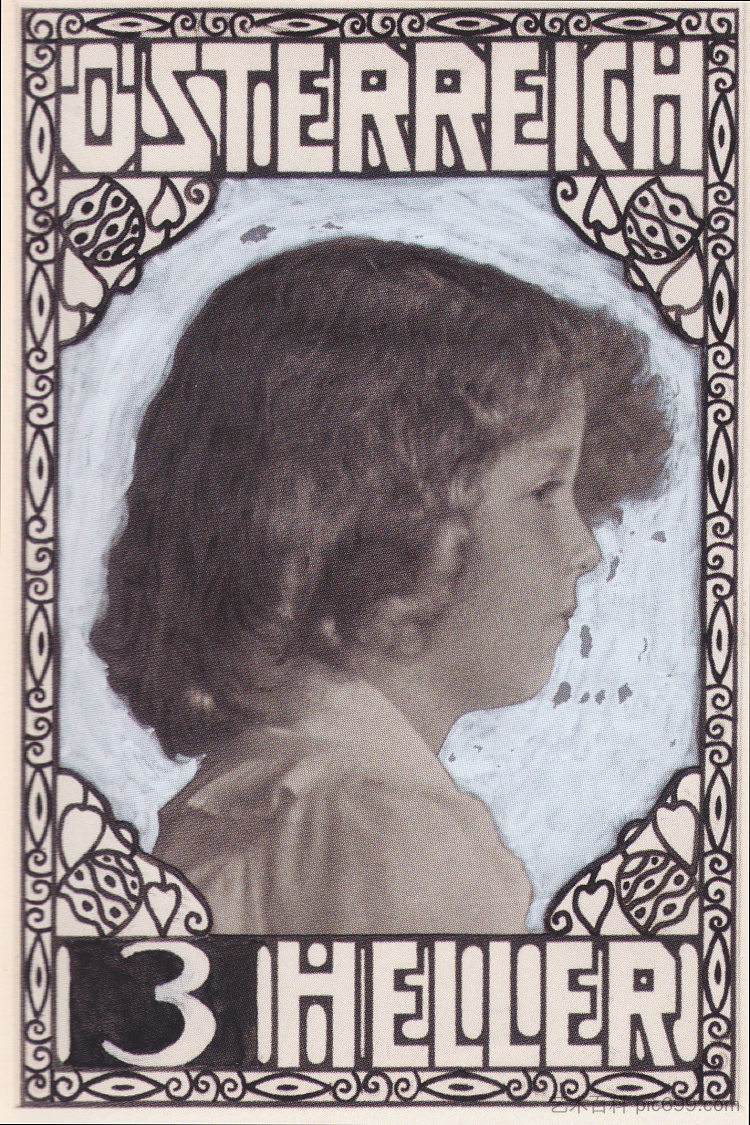 邮票设计奥托王储(不接受) Stamp Design Crown Prince Otto (not accepted) (1917; Austria ),科罗曼·莫塞尔