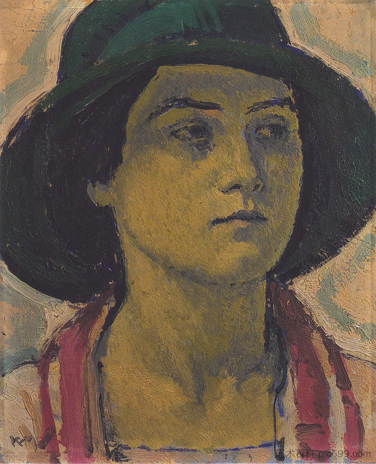 带帽子的年轻女子 Young woman with hat (c.1913; Austria  )，科罗曼·莫塞尔