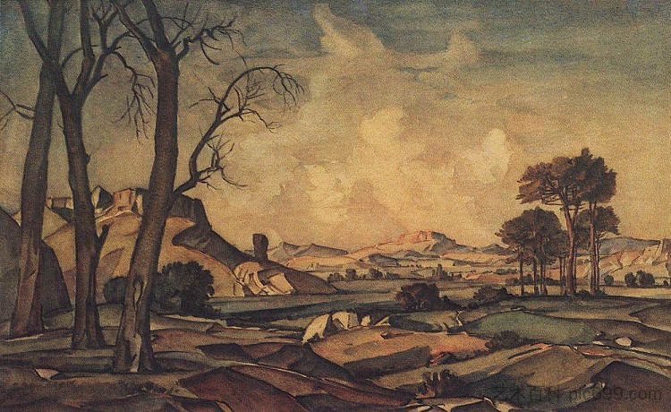 秋天的傍晚 Autumn evening (c.1925),康斯坦丁·博加耶夫斯基
