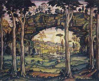 意大利风景 Italian Landscape (1911)，康斯坦丁·博加耶夫斯基