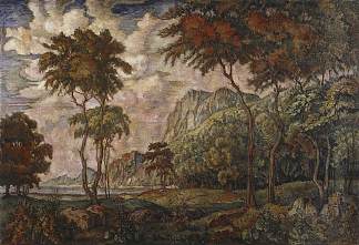 树木景观 Landscape with trees (1924)，康斯坦丁·博加耶夫斯基