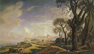 树木景观 Landscape with trees (1927)，康斯坦丁·博加耶夫斯基