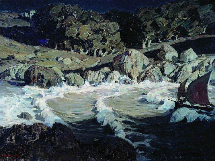 海边的夜晚 Night at the seaside (1903)，康斯坦丁·博加耶夫斯基