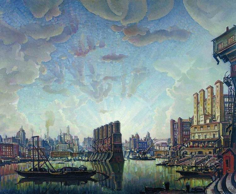 假想城市港口 Port of imaginary city (1932)，康斯坦丁·博加耶夫斯基
