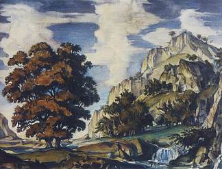 浪漫的风景 Romantic landscape (c.1935)，康斯坦丁·博加耶夫斯基