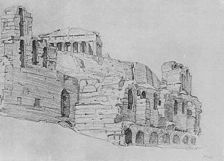 一座古老寺庙的废墟 Ruins of an old temple (1909)，康斯坦丁·博加耶夫斯基