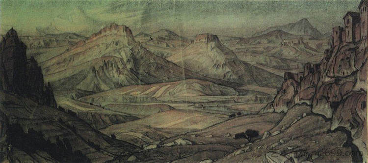 壁画“克里米亚”的素描 Sketch for a mural 'Crimea' (1921),康斯坦丁·博加耶夫斯基