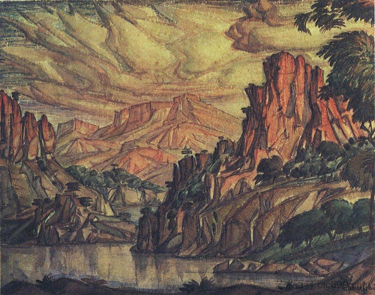 克里米亚景观 The Crimean landscape (c.1935)，康斯坦丁·博加耶夫斯基