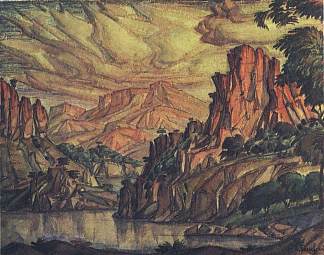 克里米亚景观 The Crimean landscape (c.1935)，康斯坦丁·博加耶夫斯基