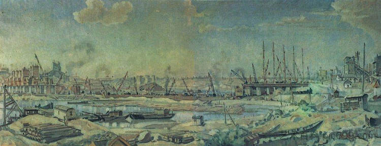 工业格局 The industrial landscape (c.1935),康斯坦丁·博加耶夫斯基