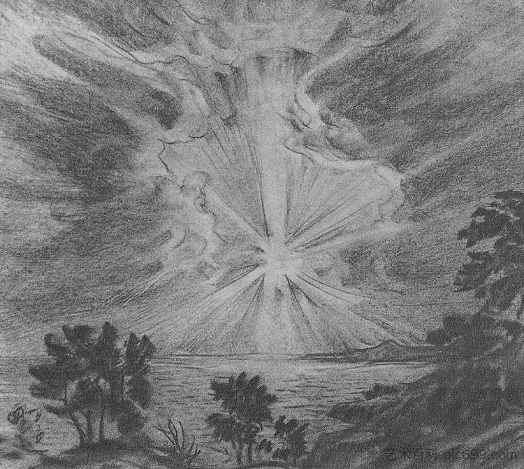 夕阳 The setting sun (c.1925),康斯坦丁·博加耶夫斯基