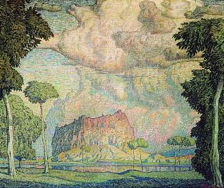 热带景观 Tropical landscape (1906)，康斯坦丁·博加耶夫斯基