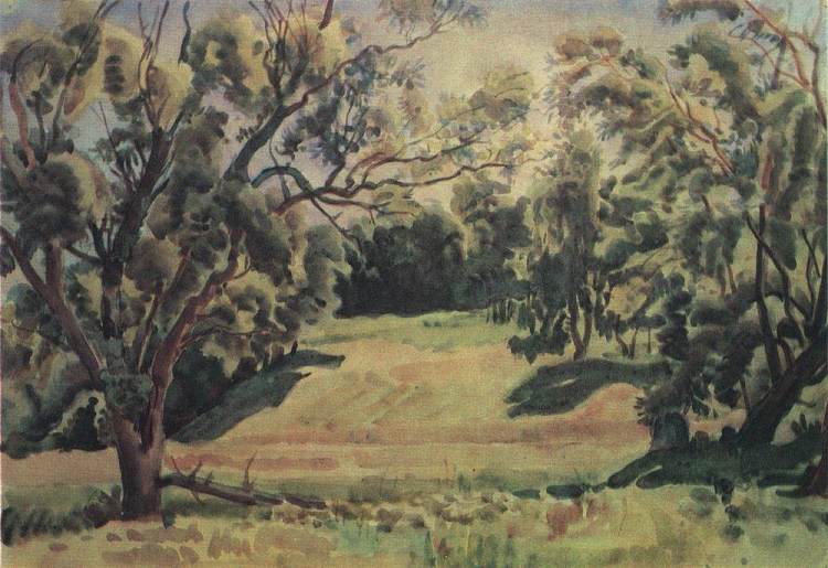 塔鲁萨附近的林地风光 Woodland scene near Tarusa (c.1935)，康斯坦丁·博加耶夫斯基