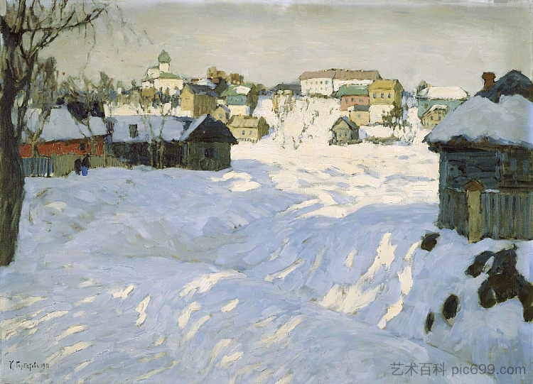 老城区。冬 Old Town. Winter (1911)，康斯坦丁·戈尔巴托夫