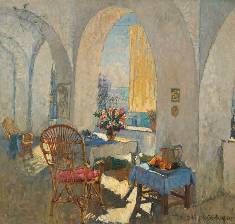 阳光明媚的露台 A Sunny Terrace (1930)，康斯坦丁·戈尔巴托夫