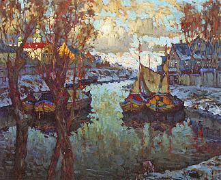 普斯科夫的日落 Sunset in Pskov (1919)，康斯坦丁·戈尔巴托夫