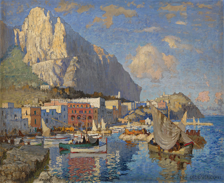 卡普里岛的景色 View of Capri (1926)，康斯坦丁·戈尔巴托夫