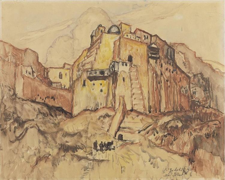 马尔萨巴的景色 View of Mar Saba (1935)，康斯坦丁·戈尔巴托夫