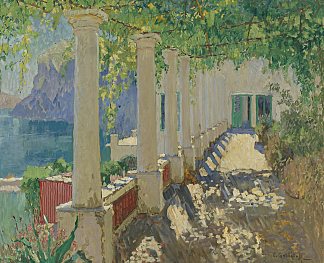 阳光明媚的露台，卡普里岛 A Sunlit Terrace, Capri，康斯坦丁·戈尔巴托夫